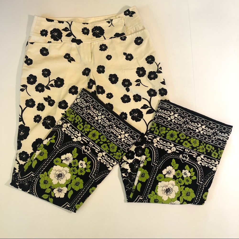 Nanette Lepore Velveteen Flare Pants Floral Size 4
